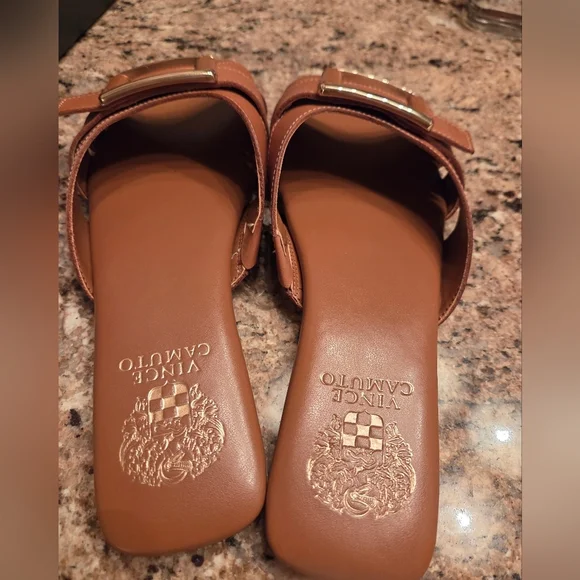 Brown Leather Slide Sandals - Picture 5 of 5